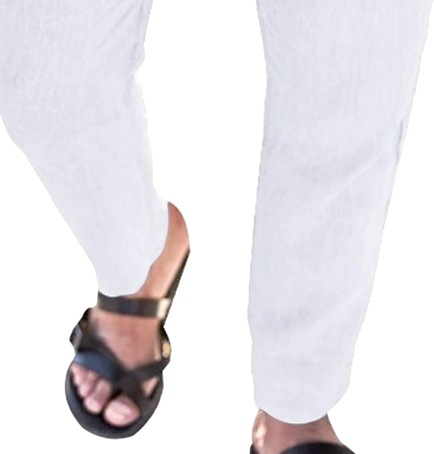 Men's Cotton Linen Drawstring Casual Pants Solid Yoga Lightweight Trousers Straight Leg Summer Hiking Pants