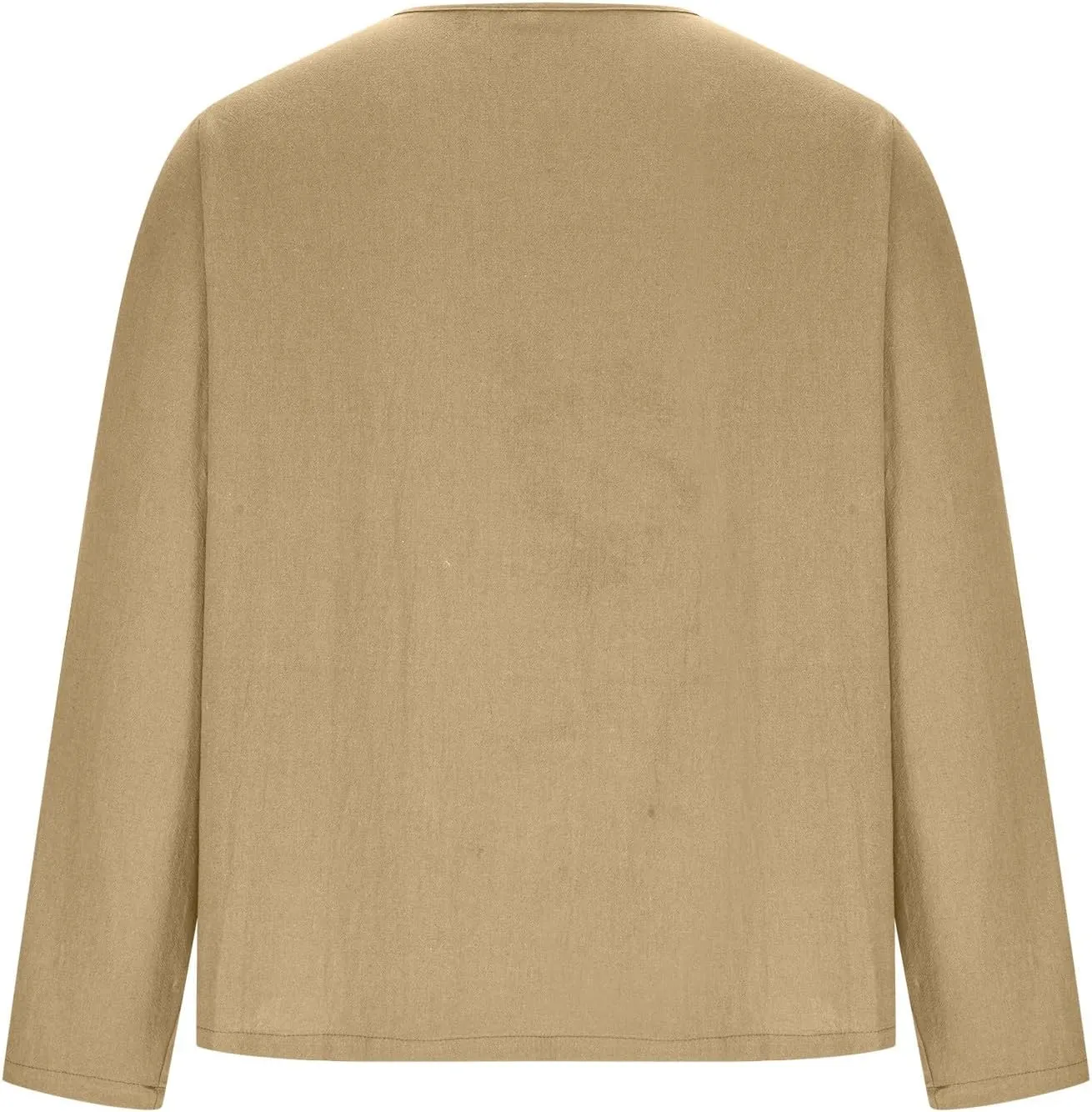 Men's Cotton Linen V Neck T-Shirts Fall Solid Long Sleeve Beach Vacation Tees Lightweight Hippie Sweatshirt for Men