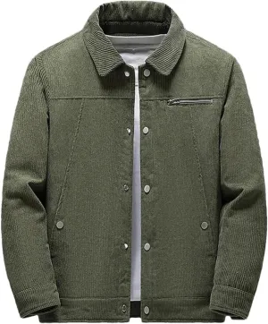 Mens Cotton-Padded Jacket Thickened Fleece Single-Breasted Coat Casual Winter Outerwear