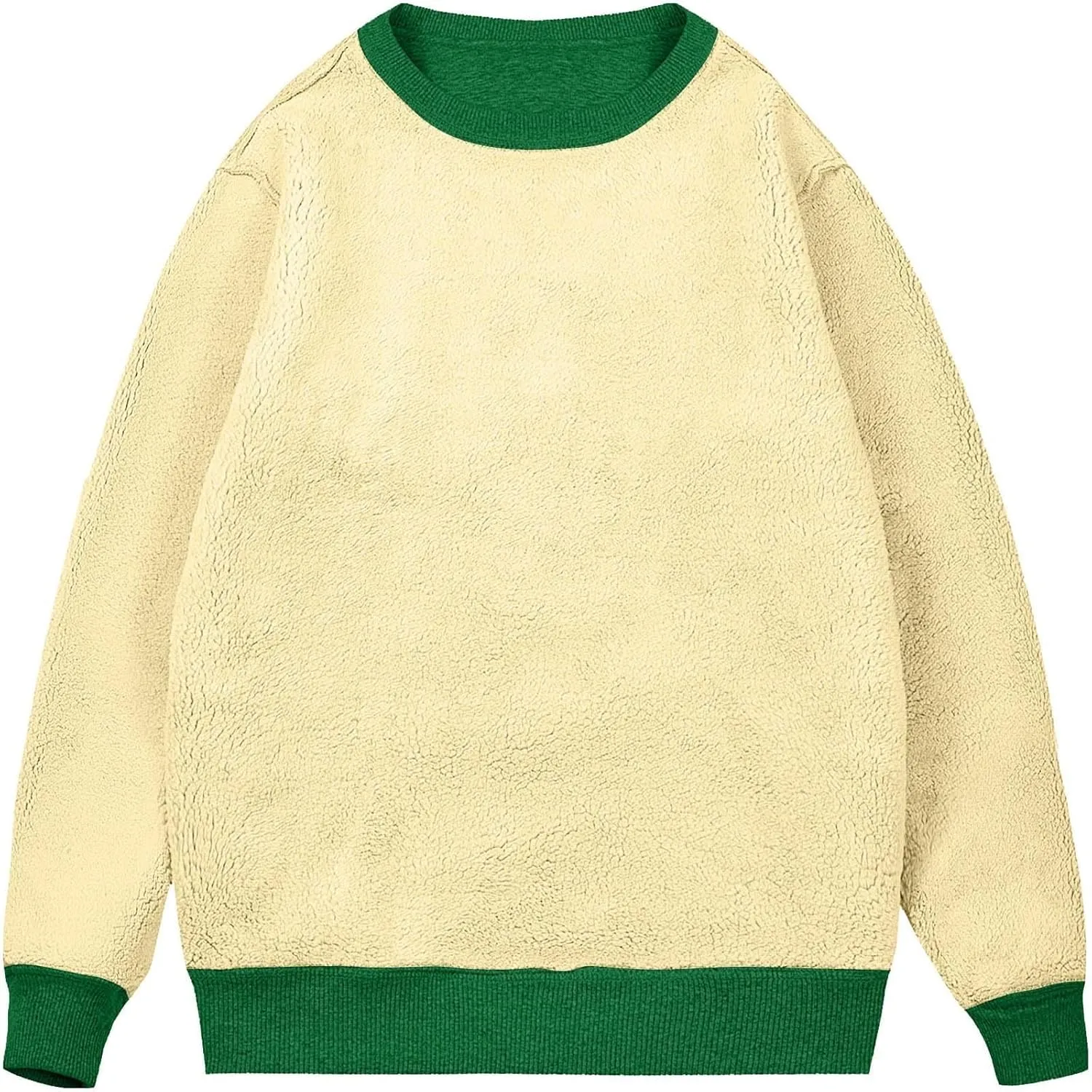 Men's Crewneck Sweatshirt Fashion Sherpa Lined Sweatshirts Thick Fleece Pullover Tops Warm Shirts for Winter