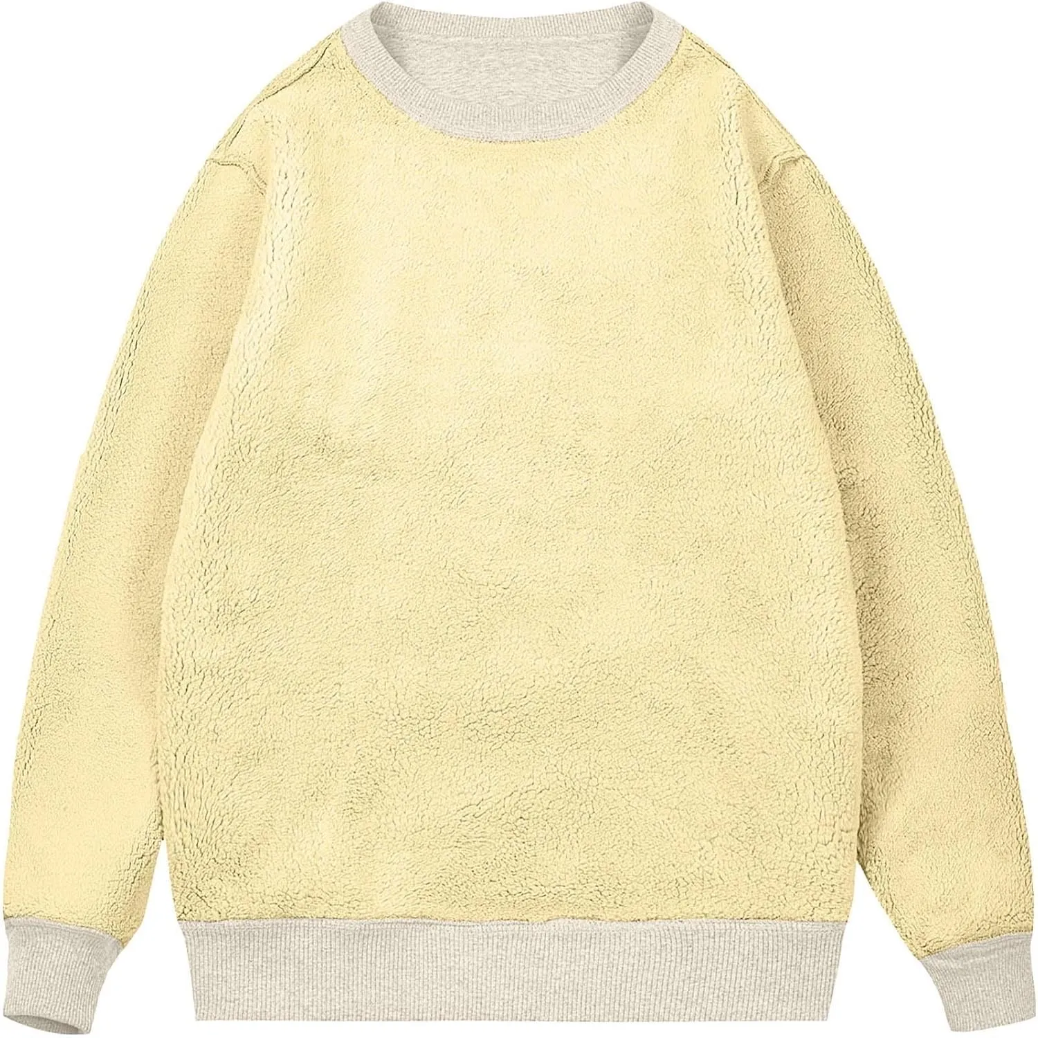 Men's Crewneck Sweatshirt Fashion Sherpa Lined Sweatshirts Thick Fleece Pullover Tops Warm Shirts for Winter