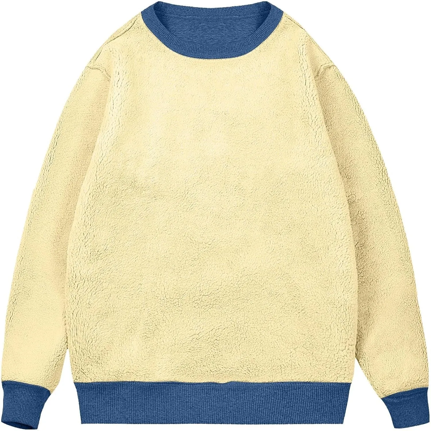 Men's Crewneck Sweatshirt Fashion Sherpa Lined Sweatshirts Thick Fleece Pullover Tops Warm Shirts for Winter