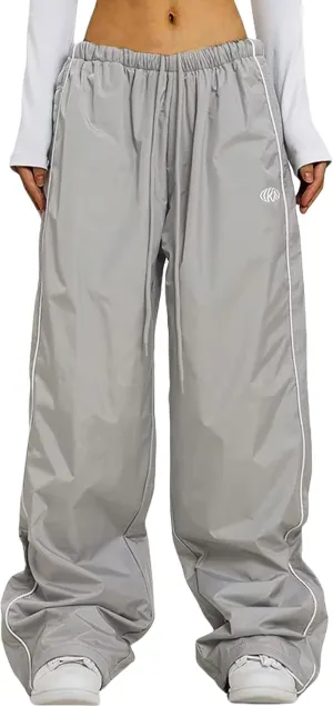 Mens Drawstring Sweatpants Y2k Baggy Track Pants Harajuku Parachute Pants Lightweight Sweatpants