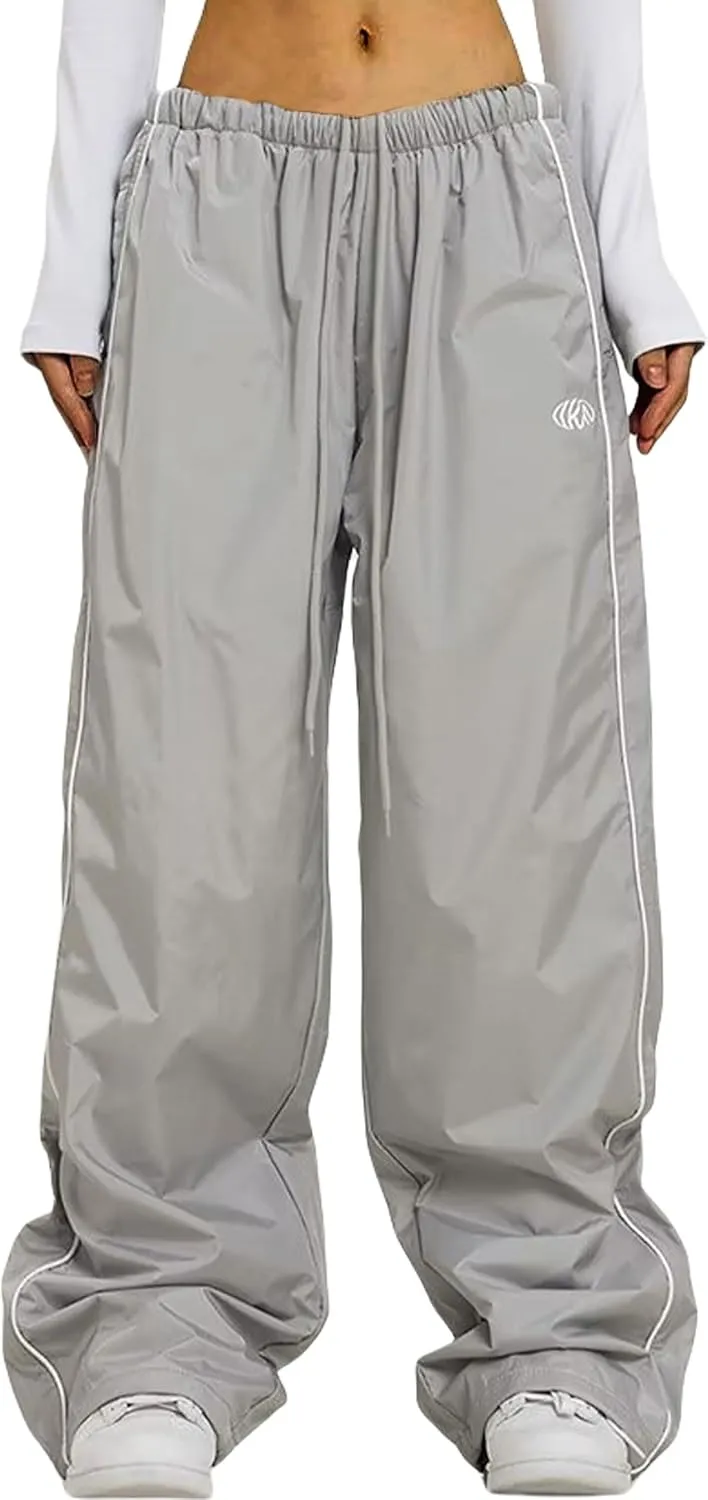Mens Drawstring Sweatpants Y2k Baggy Track Pants Harajuku Parachute Pants Lightweight Sweatpants
