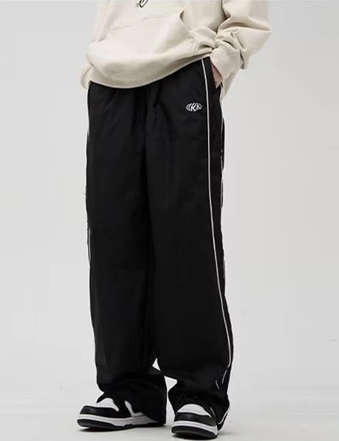 Mens Drawstring Sweatpants Y2k Baggy Track Pants Harajuku Parachute Pants Lightweight Sweatpants