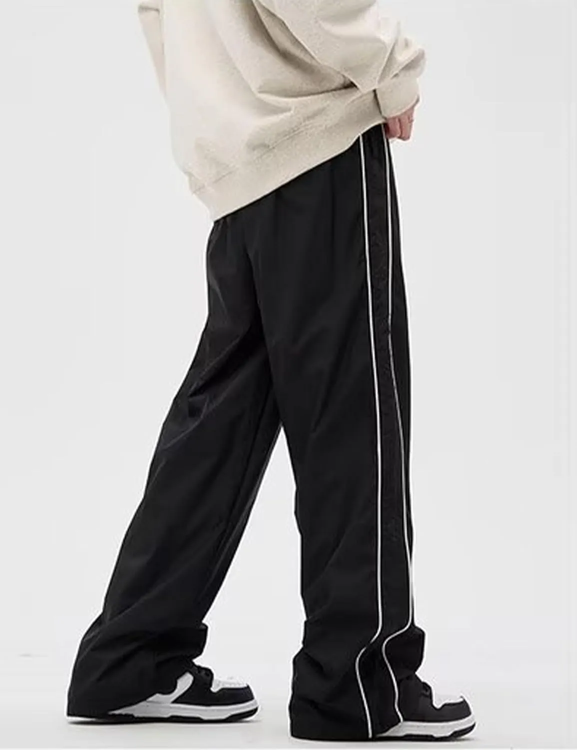 Mens Drawstring Sweatpants Y2k Baggy Track Pants Harajuku Parachute Pants Lightweight Sweatpants