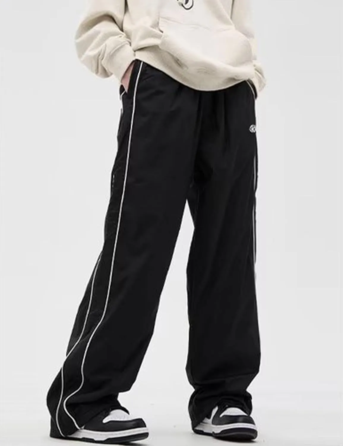 Mens Drawstring Sweatpants Y2k Baggy Track Pants Harajuku Parachute Pants Lightweight Sweatpants