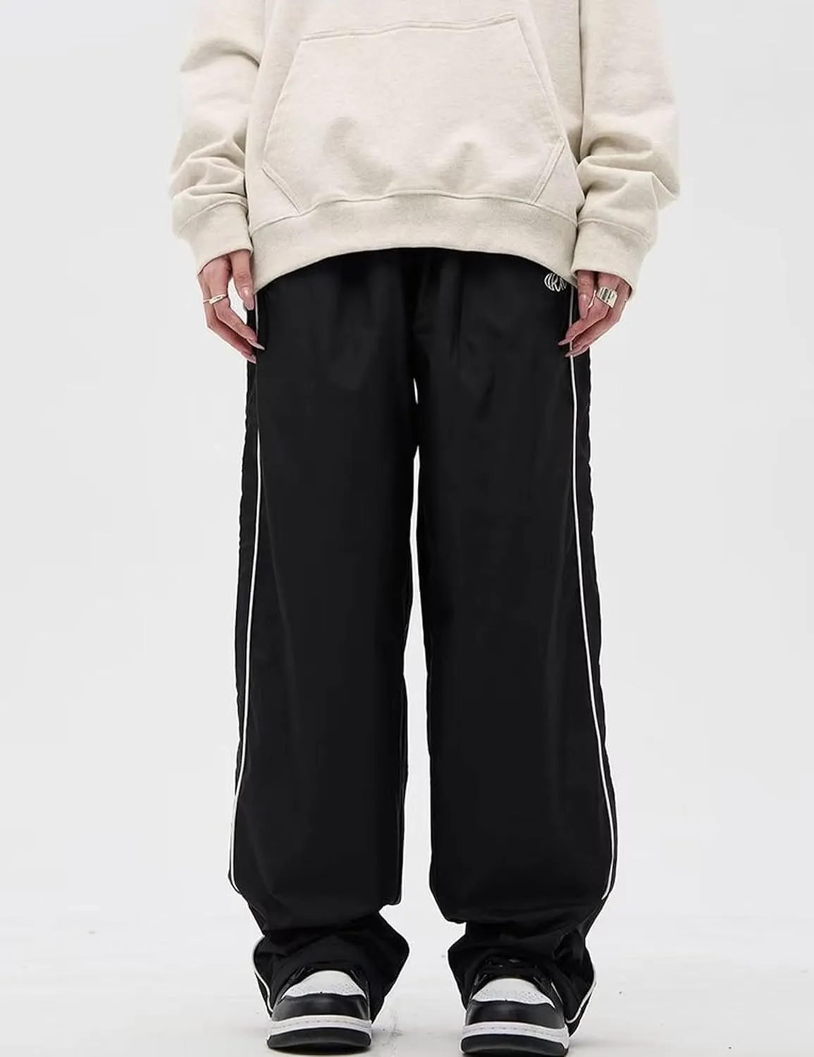 Mens Drawstring Sweatpants Y2k Baggy Track Pants Harajuku Parachute Pants Lightweight Sweatpants