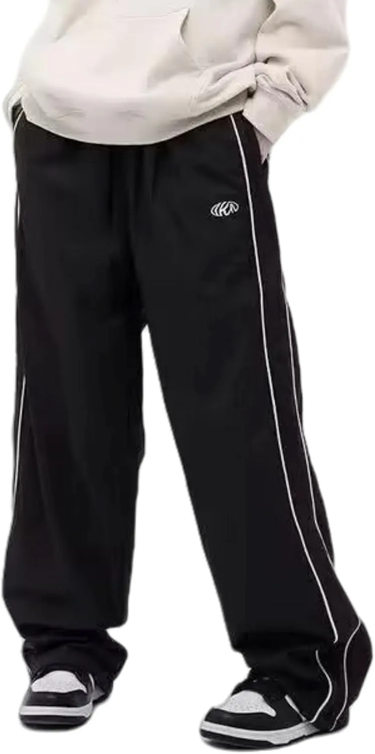 Mens Drawstring Sweatpants Y2k Baggy Track Pants Harajuku Parachute Pants Lightweight Sweatpants
