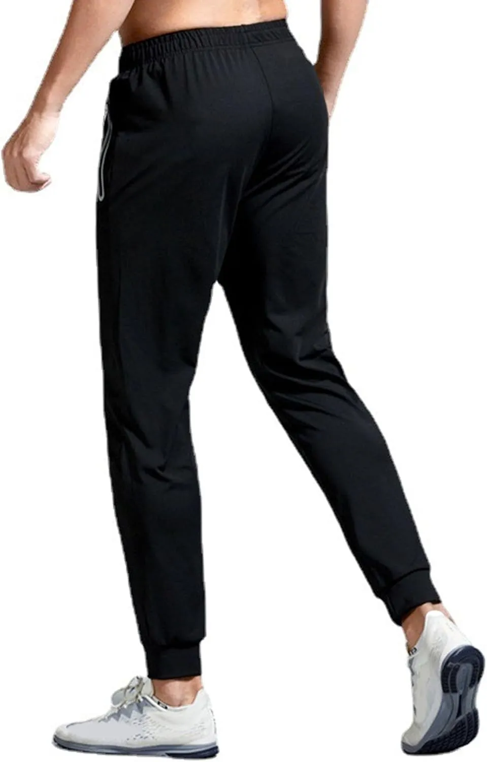 Men's Drawstring Tapered Workout Pants Slim Fit Stretch Summer Athletic Trousers Elastic Waist Quick Dry Solid Pants