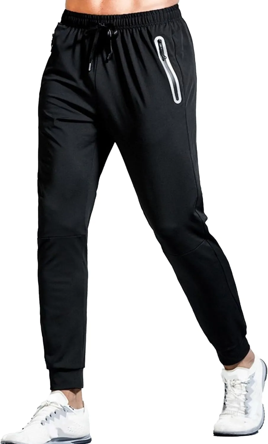 Men's Drawstring Tapered Workout Pants Slim Fit Stretch Summer Athletic Trousers Elastic Waist Quick Dry Solid Pants