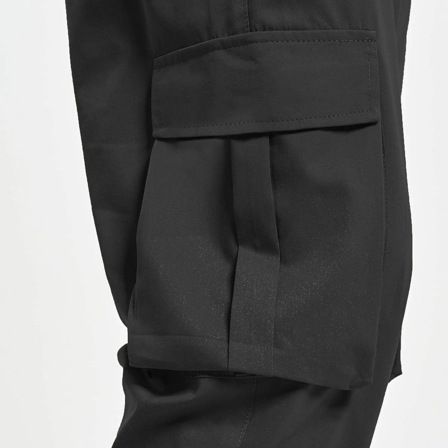 Men's Elastic Waist Straight Leg Cargo Pants Lightweight Baggy Work Trousers Casual Drawstring Solid Summer Pants
