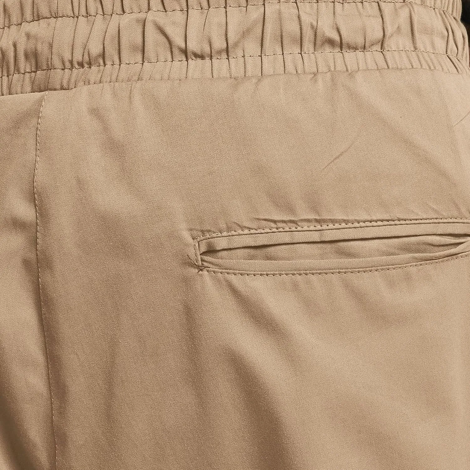 Men's Elastic Waist Straight Leg Cargo Pants Lightweight Baggy Work Trousers Casual Drawstring Solid Summer Pants