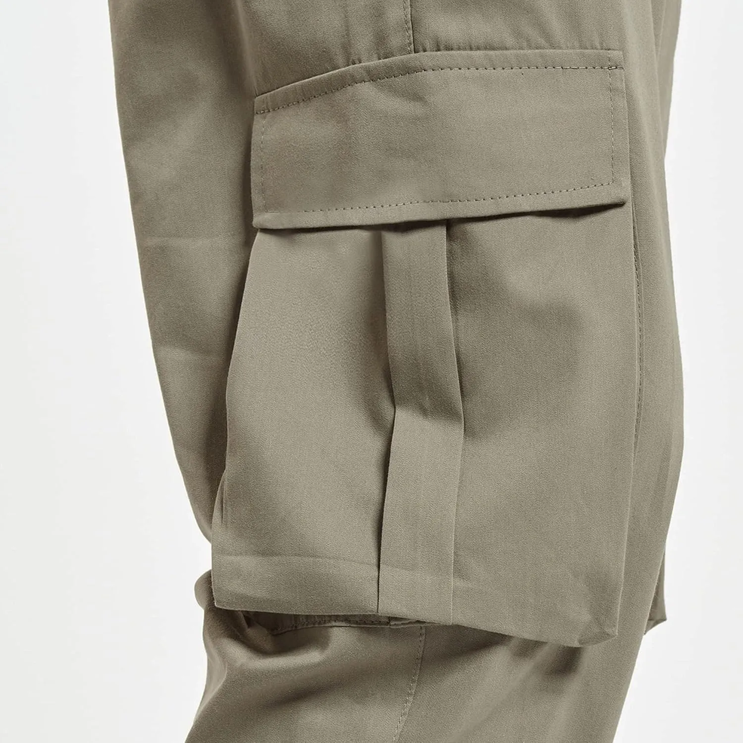 Men's Elastic Waist Straight Leg Cargo Pants Lightweight Baggy Work Trousers Casual Drawstring Solid Summer Pants