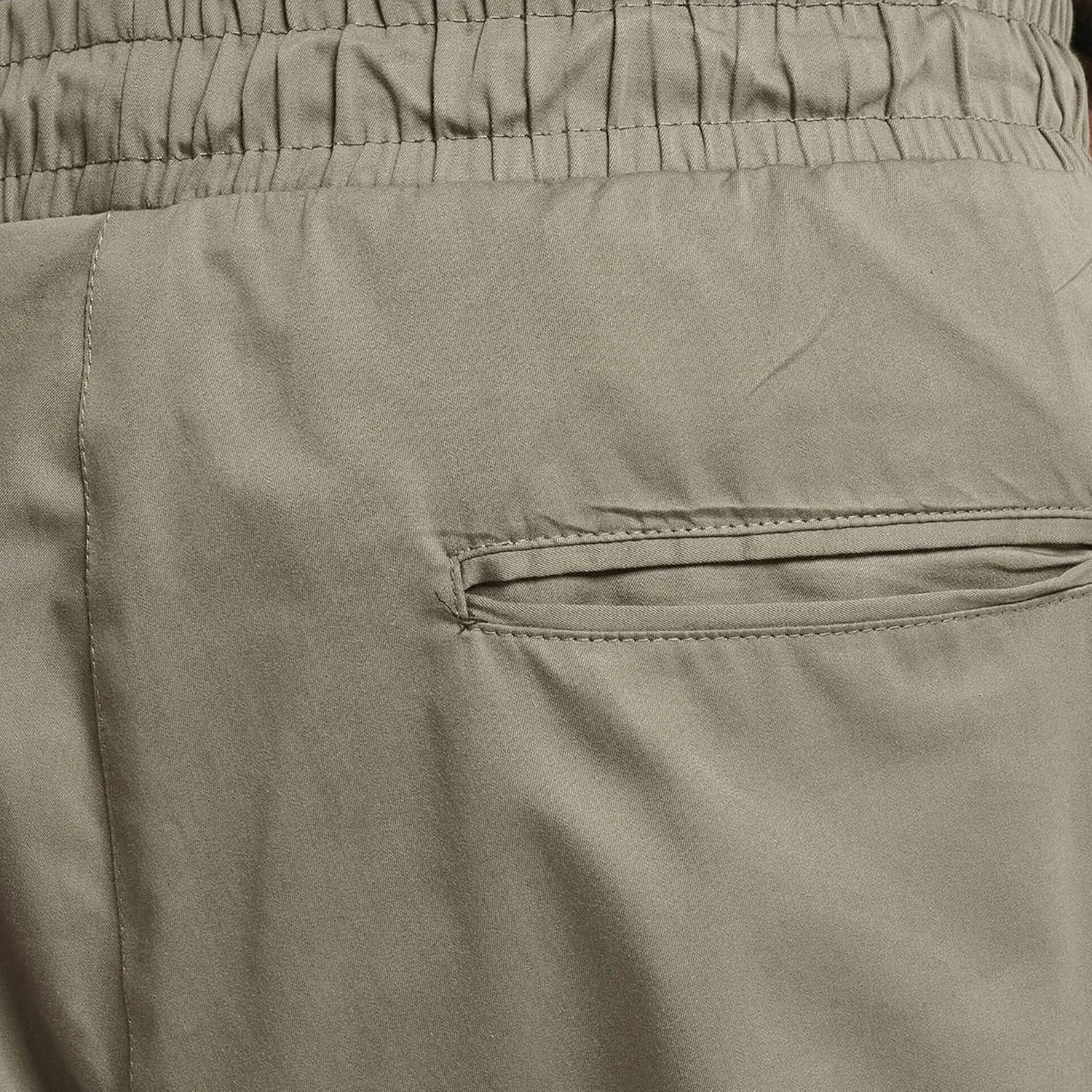 Men's Elastic Waist Straight Leg Cargo Pants Lightweight Baggy Work Trousers Casual Drawstring Solid Summer Pants