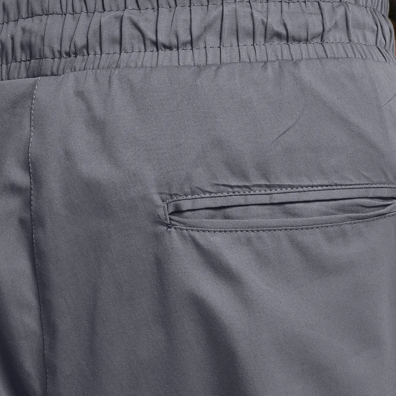 Men's Elastic Waist Straight Leg Cargo Pants Lightweight Baggy Work Trousers Casual Drawstring Solid Summer Pants