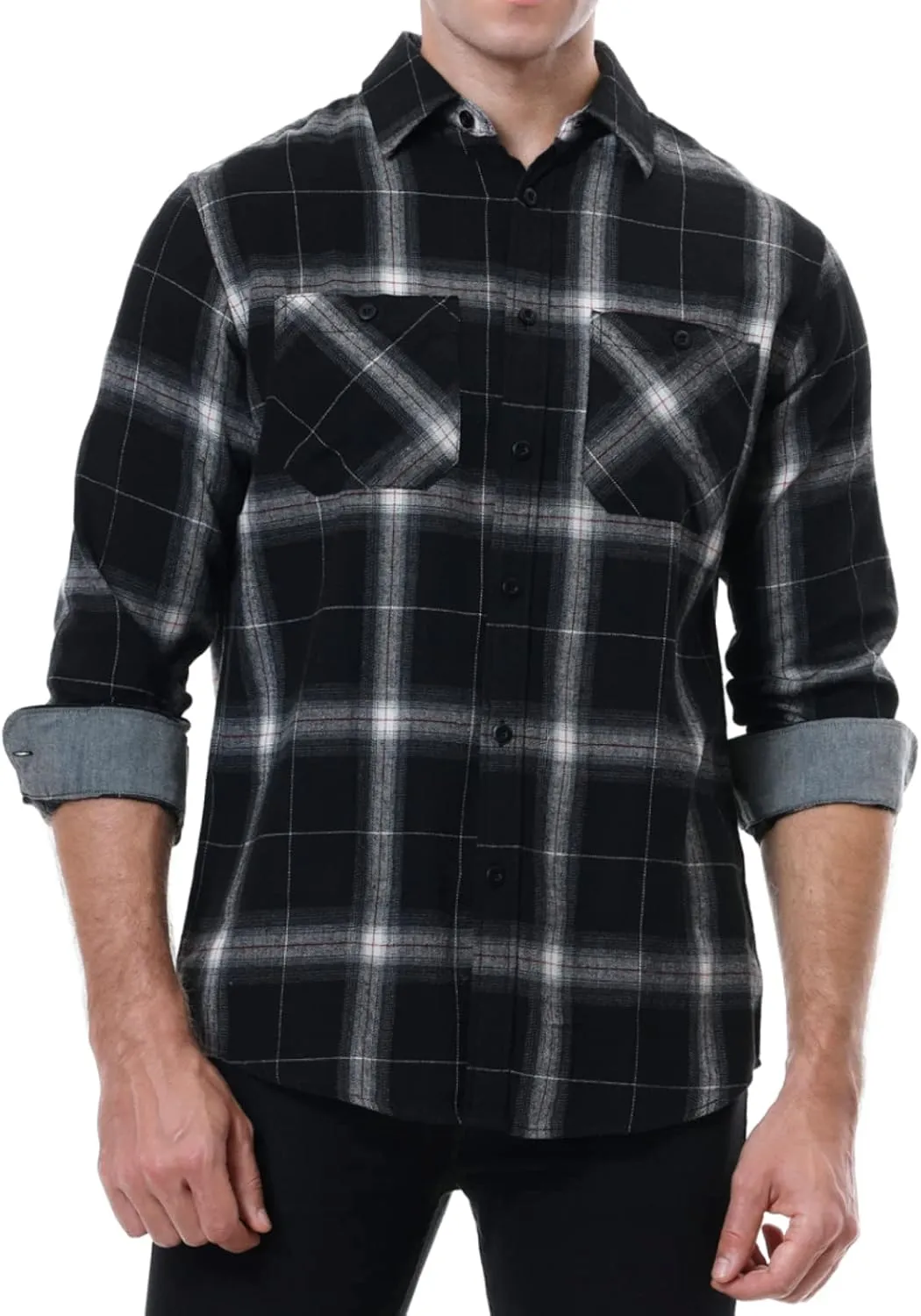 Men??s Flannel Shirts Long Sleeve Casual Button Down Flannel Plaid Shirts for Men Camp Hiking