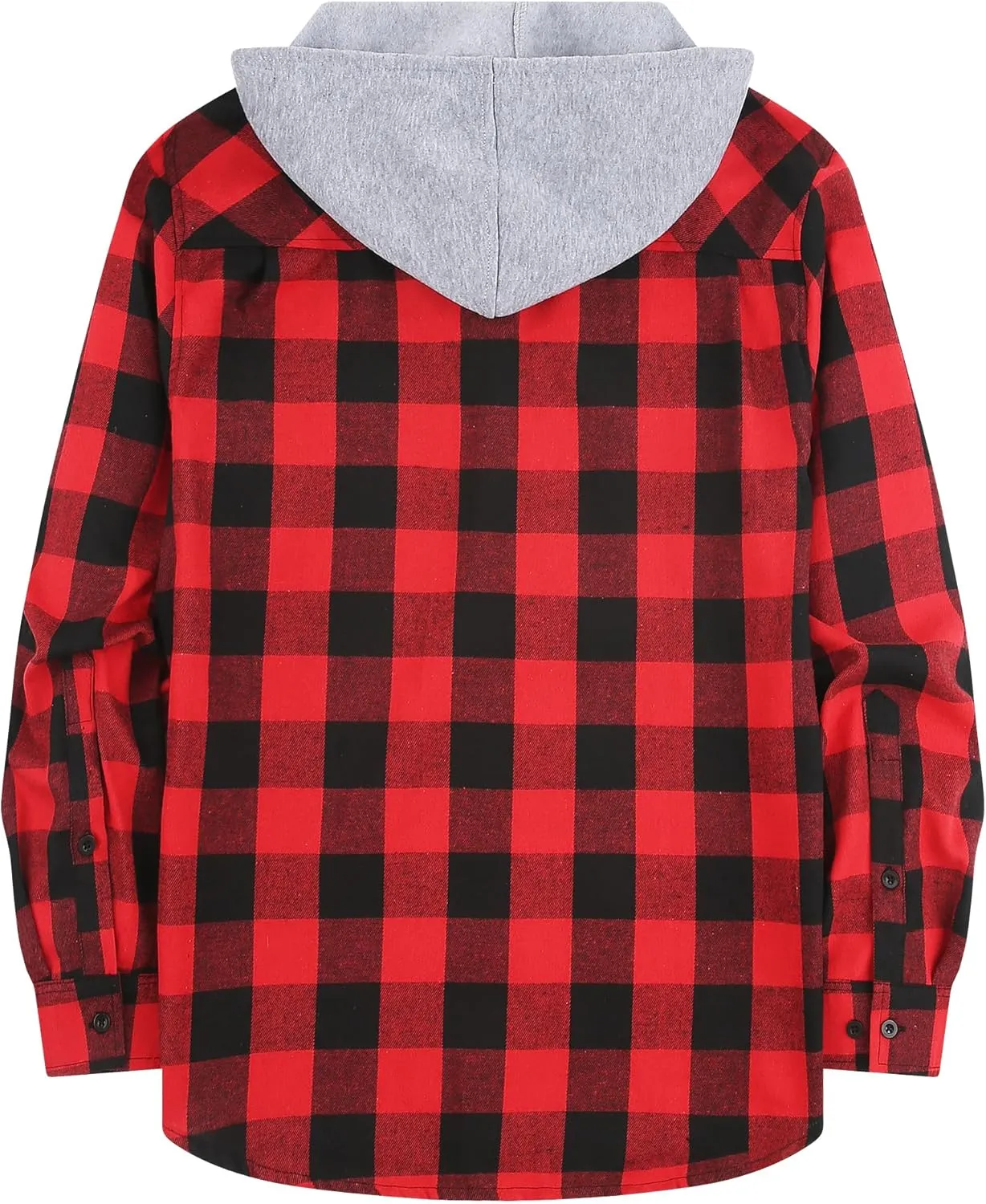 Mens Flannel Shirts Long Sleeve, Flannel Hoodie for Men Casual Button Down Shirt Jacket Plaid Work Shirts