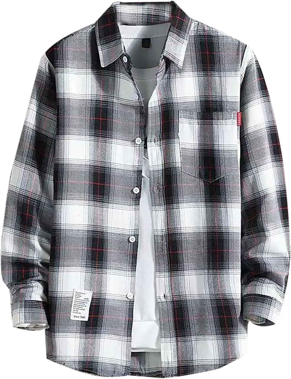 Men's Flannel Shirts - Long Sleeve Plaid Casual Cotton Button Down