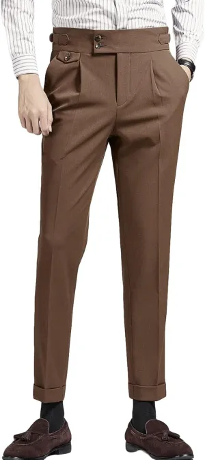 Men'S Flat Front Dress Pant Slim Fit Linen Cotton Chino Pant Comfort Straight Fit Flat Front Casual Pant (31,Brown), Brown, 31