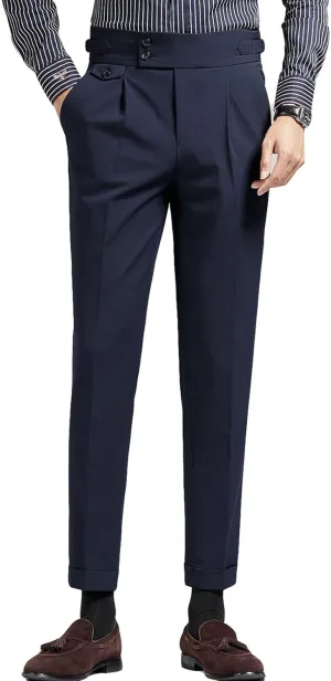 Men's Flat Front Dress Pant Slim Fit Linen Cotton Chino Pant Comfort Straight Fit Flat Front Casual Pant (31,Dark Blue)