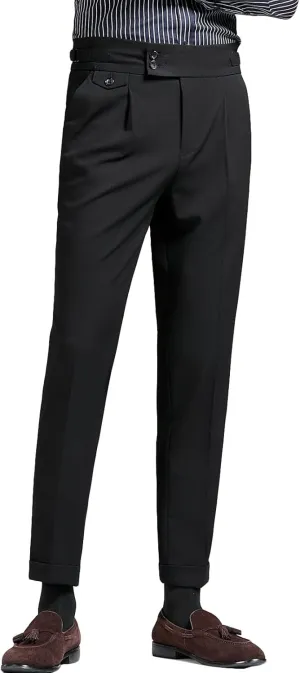 Men'S Flat Front Dress Pant Slim Fit Linen Cotton Chino Pant Comfort Straight Fit Flat Front Casual Pant (36,Black), Black, 36