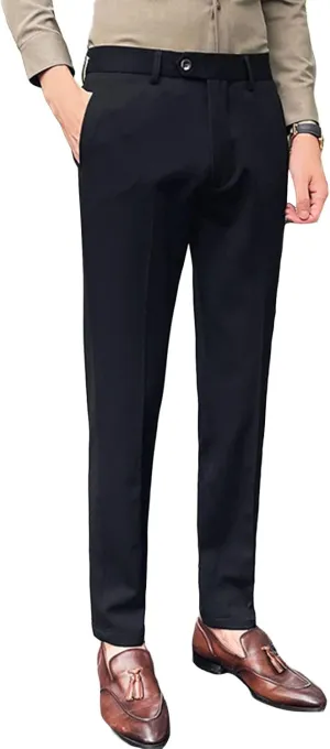 Men'S Flex Flat Front Straight Fit Pant Slim-Fit Wrinkle-Resistant Chino Pant Comfort Dress Pant Sweatpants (XX-Large,Black), Black, XX-Large