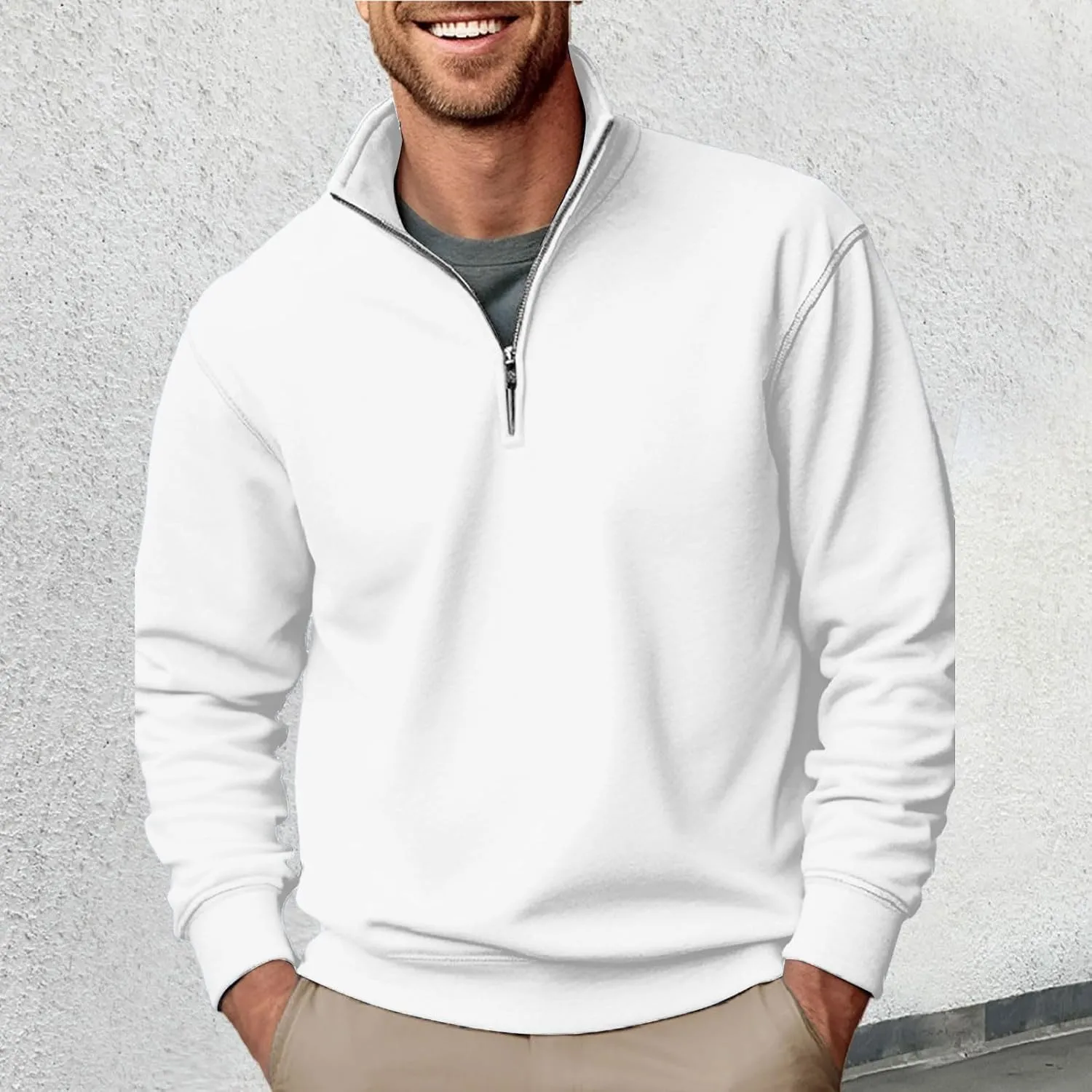 Men's Half Zip Sweatshirt Stand Neck Slim Fit Long Sleeve Sports Sweatshirts Soft And Warm Cool Style Pullover Shirt