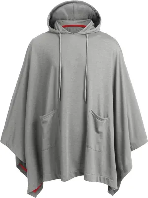 Men's Hooded Drawstring Sweatshirt Poncho Cape Cloak Fashion Coat Casual Pullover Sweatshirts with Pockets