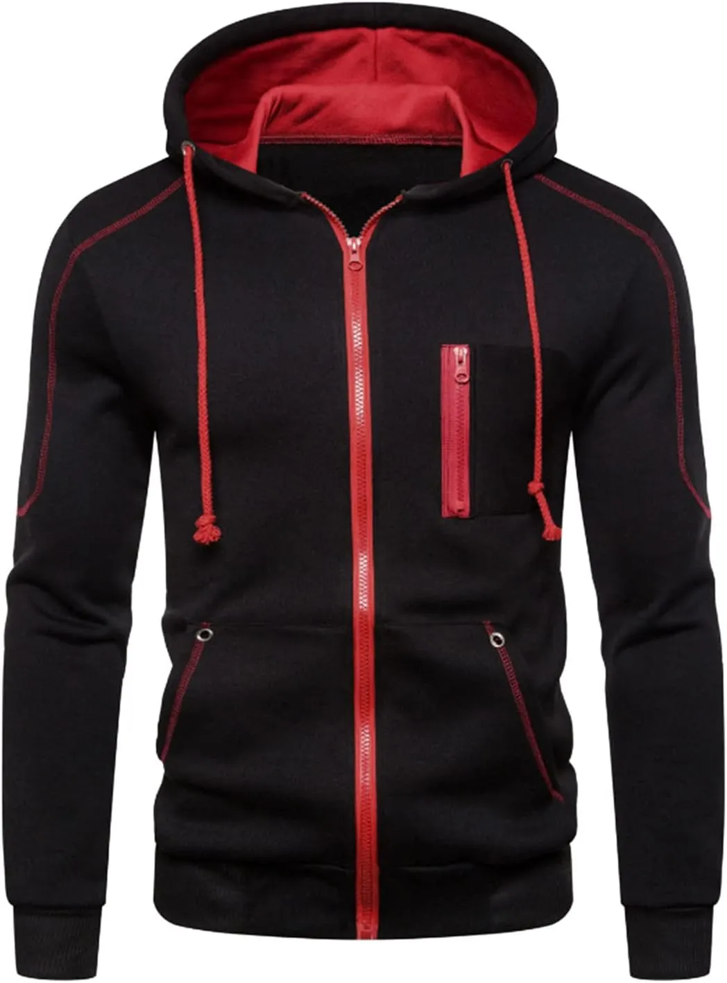 Mens Hoodies Zip Up, Mens Slim Fit Long Sleeve Zip-up Fleece Hoodie Workout Casual Lightweight Sweatshirt Jackets