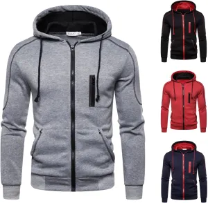Mens Hoodies Zip Up, Mens Slim Fit Long Sleeve Zip-up Fleece Hoodie Workout Casual Lightweight Sweatshirt Jackets