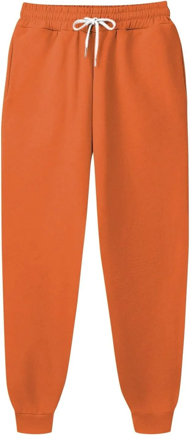 Mens Jogging Pants Baggy Casual Solid Color Sweatpants Stretch Elastic Waist Drawstring Sport Pants with Pockets