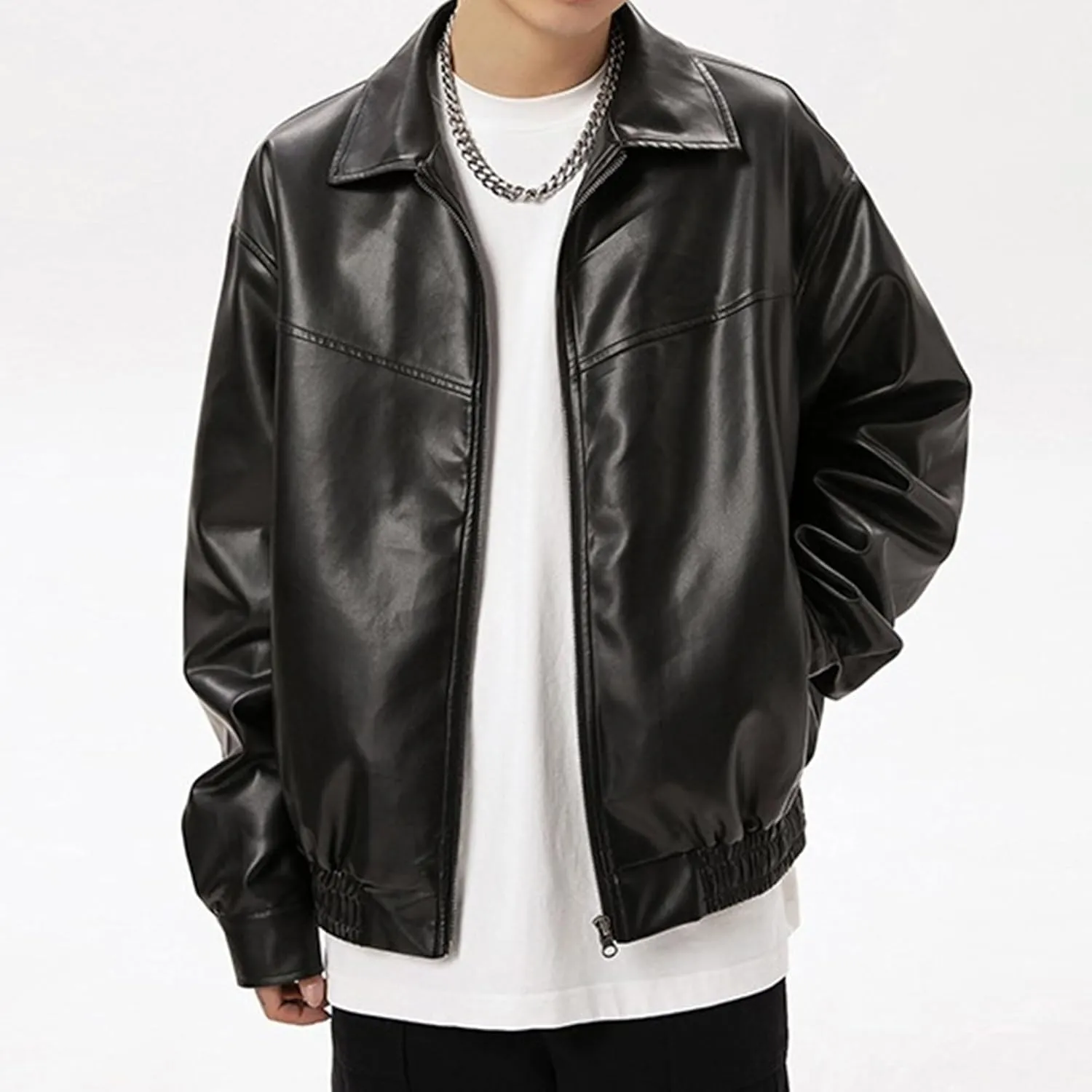 Men's Leather Jacket Male Fashion Moto Biker Jackets Autumn Faux PU Coat Hip Hop Leather Oversize Streetwear