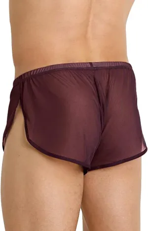 Mens Mesh Shorts See Through with Large Split Sides Active Boxers Underwear