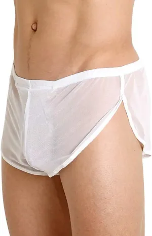 Mens Mesh Shorts See Through with Large Split Sides Active Boxers Underwear