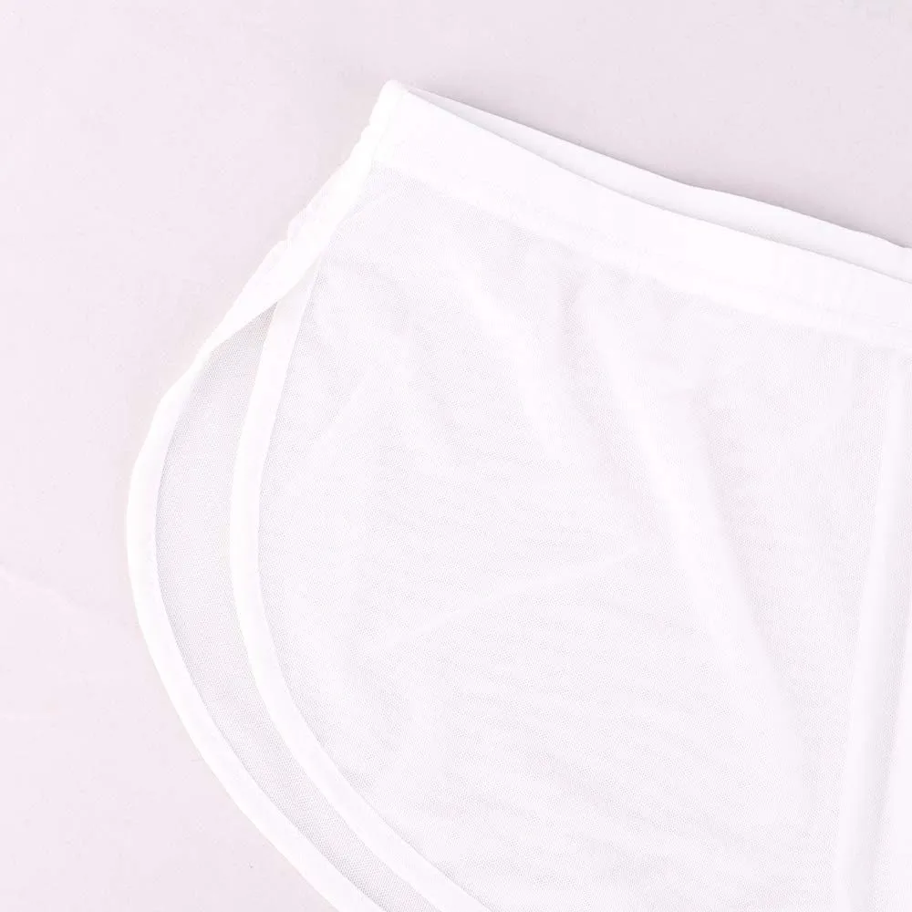 Mens Mesh Shorts See Through with Large Split Sides Active Boxers Underwear