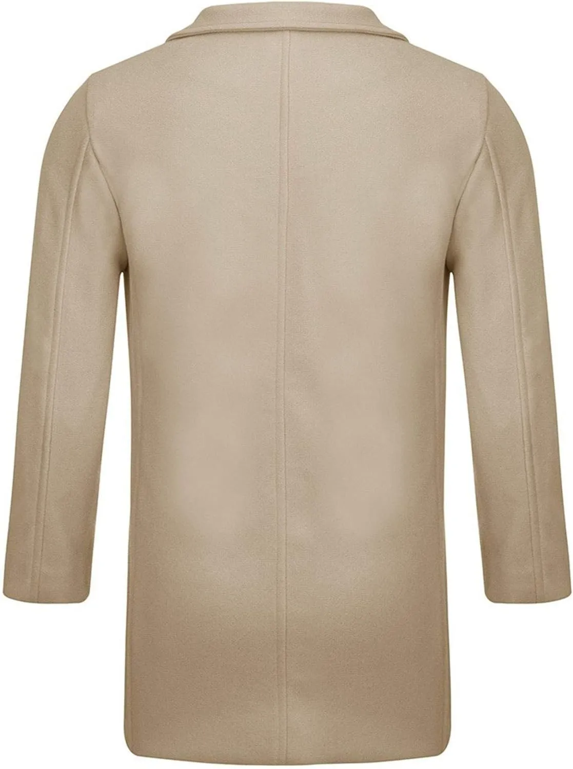 Men's Notch Lapel Double Breasted Long Trench Coat Men's Solid Color Lengthened Notched Lapel Collar Single Breasted