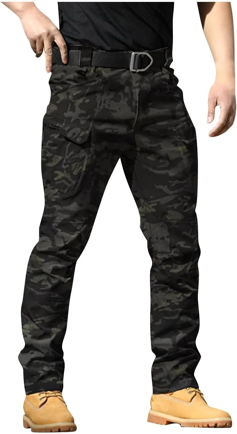 Mens Pants Cargo Multi Pockets Relaxed Fit Pants Ripstop Stretch Stylish Pants Big and Tall Trousers Work