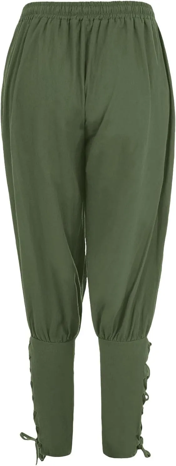 Men??S Pirate Pants Ankle Banded Renaissance Pants Medieval Viking Navigator Pants Cosplay Costume Cosplay with Drawstrings