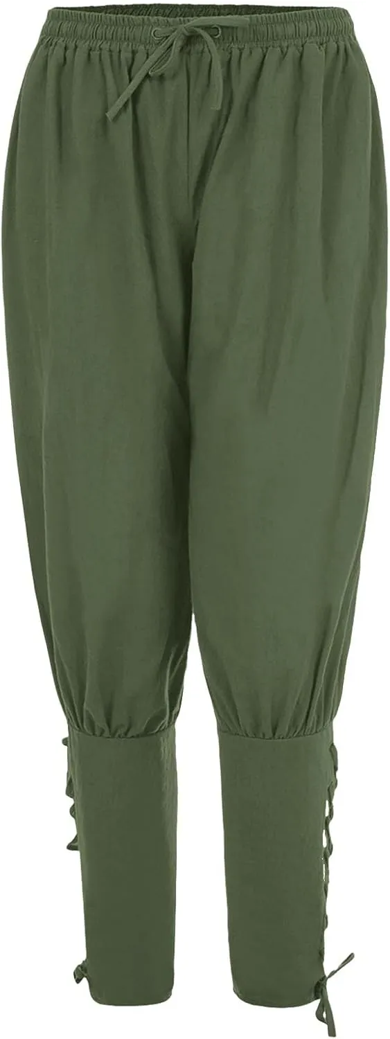 Men??S Pirate Pants Ankle Banded Renaissance Pants Medieval Viking Navigator Pants Cosplay Costume Cosplay with Drawstrings