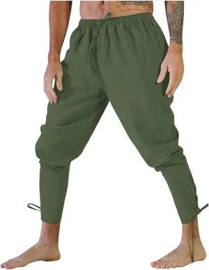 Men??S Pirate Pants Ankle Banded Renaissance Pants Medieval Viking Navigator Pants Cosplay Costume Cosplay with Drawstrings