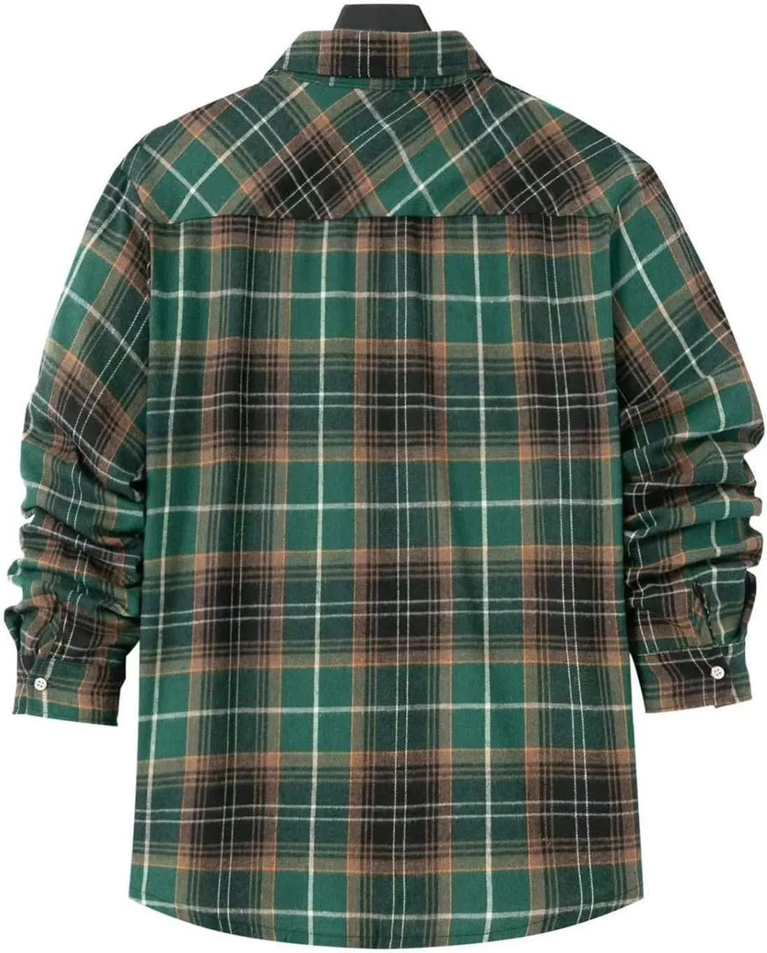 Mens Plaid Shirt Long Sleeve Button Down Lapel Collar Coat Casual Loose Jacket with Pockets Fall and Winter