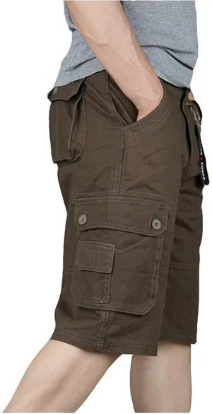 Mens Resort Wear 2025 Cargo Shorts Elastic Waist Hiking Work Shorts Outdoor Golf Jogger Running Shorts Zipper Pockets