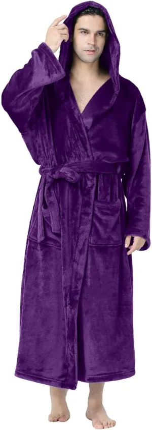Mens Robes Big And Tall Long Plush Fleece Bath Robe Soft Comfy Spa Robe Sleepwear Winter Matching Robes for Couples