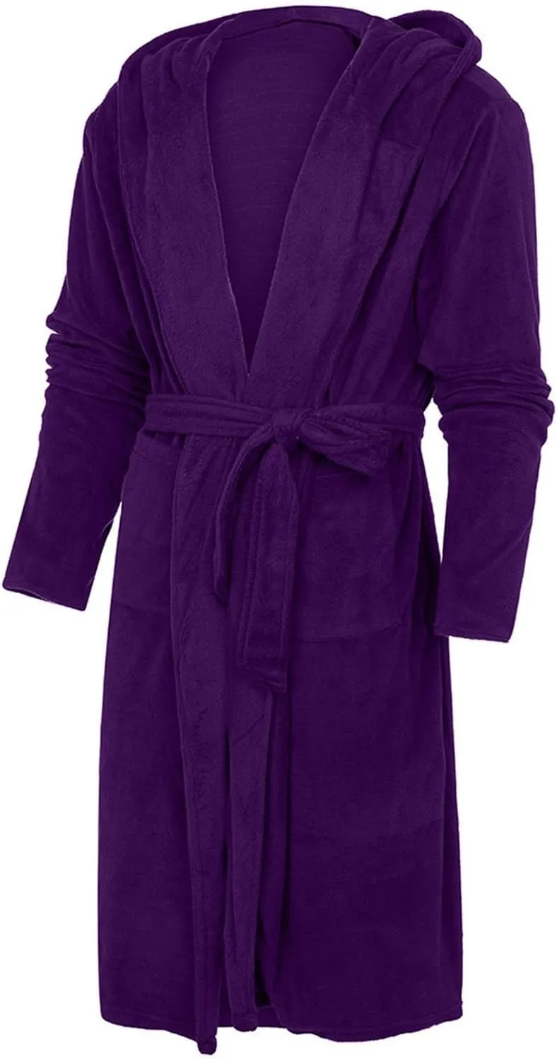 Mens Robes Big And Tall Long Plush Fleece Bath Robe Soft Comfy Spa Robe Sleepwear Winter Matching Robes for Couples