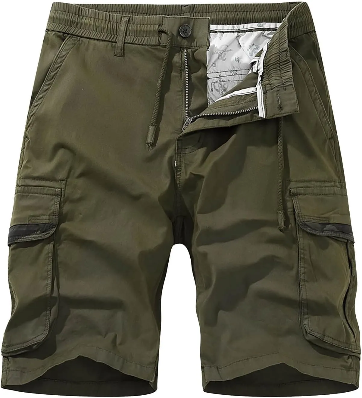 Mens Shorts 7 Inch Slim Fit Casual Twill Cargo Shorts Cotton Drawstring Classic Stretch Hiking Tactical Shorts