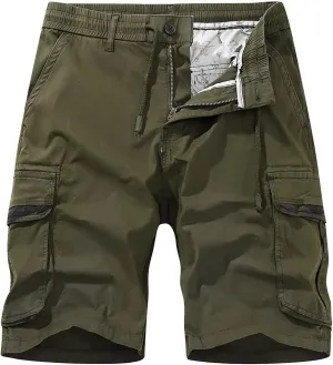 Mens Shorts 7 Inch Slim Fit Casual Twill Cargo Shorts Cotton Drawstring Classic Stretch Hiking Tactical Shorts