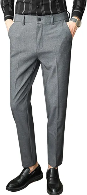 Men'S Skinny Stretchy Khaki Pants Slim Fit Slacks Tapered Trousers Wrinkle-Free Comfort Dress Chino Pant (33,Dark Grey), Dark Grey, 33