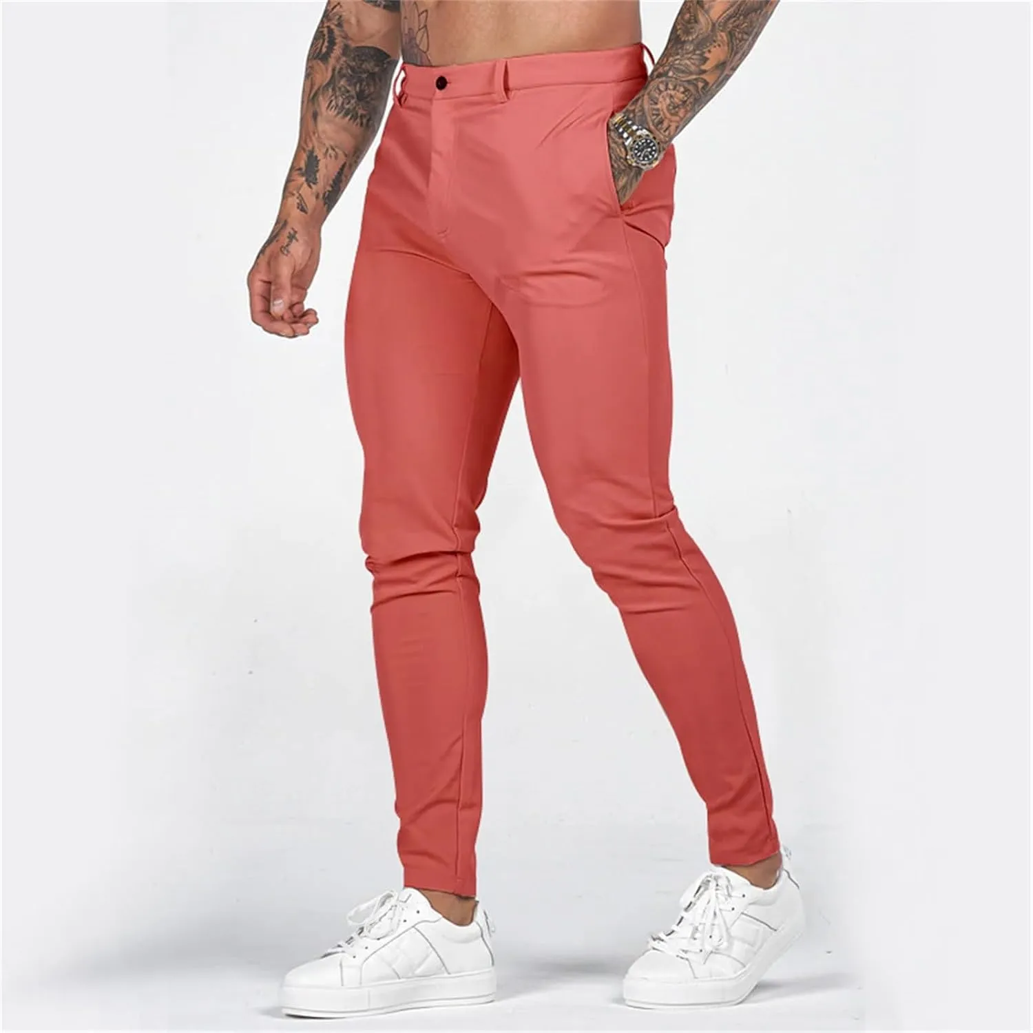Mens Slim Fit Casual Stretch Khaki Pants with Pockets Straight Flat-Front Golf Slacks for Men Breathable Chinos Dress Pants