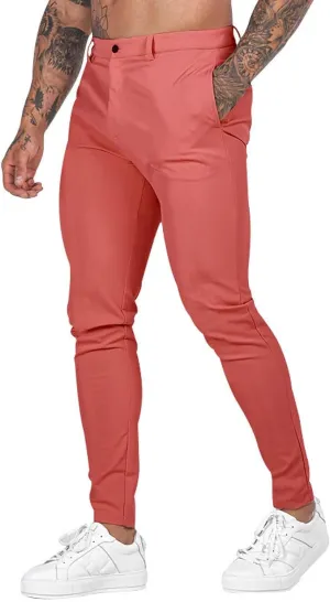 Mens Slim Fit Casual Stretch Khaki Pants with Pockets Straight Flat-Front Golf Slacks for Men Breathable Chinos Dress Pants